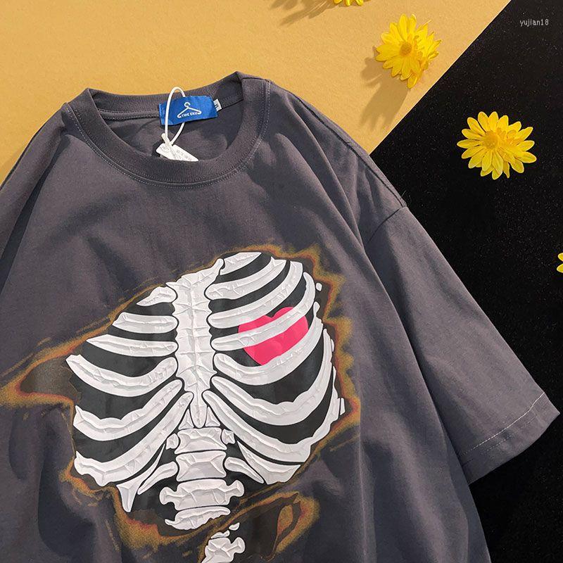 

Men' T Shirts European And American Fashion Retro Men Women Shirt Summer Street Loose Design Hip Hop Couple Casual Student Top, White