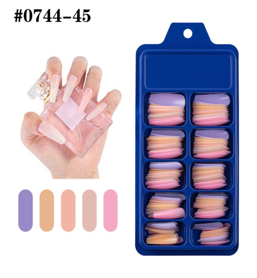 

100Pcs Mixed Candy Colors Long Ballerina Fake Nails Coffin Press on False Nail Art Tips Full Cover ABS Nail Decorations Manicure2891511, Army green