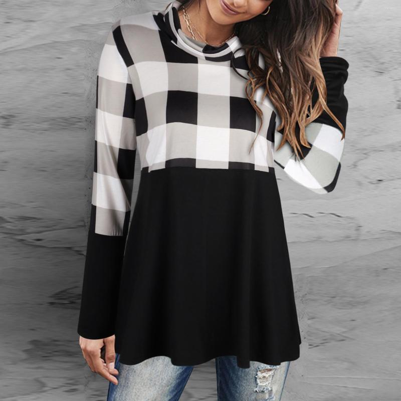 

Women' Blouses Button Front For Women Womens Fashion Grid Print Long Sleeve Tops Women' Workout Clothes Tunic Top, Black