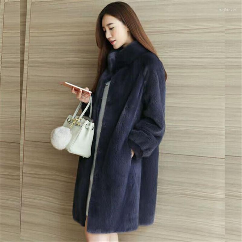 

Women' Fur Turtleneck Women' Coats 2023 Winter Lady Trendy Furry Overcoats Imitation Mink Outerwear Large Size Female Clothes, As shows