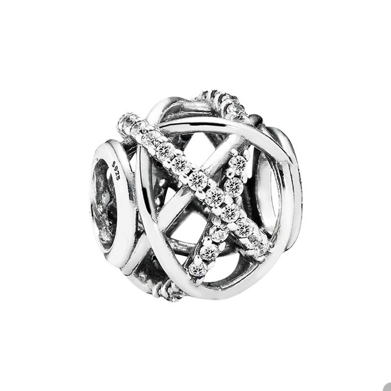 

Sparkling Lines Openwork Charm Real Sterling Silver for Pandora Snake Chain Bracelet Making Accessories Womens Bangle designer Jewelry Charms with Original Box