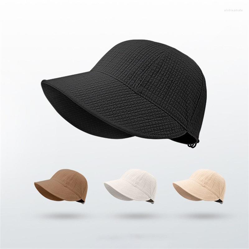 

Wide Brim Hats 2023 Summer Bucket Hat Sun For Women Drawstring Adjustable Foldable Beach Quick-drying Visors Fisherman Cap, B-black