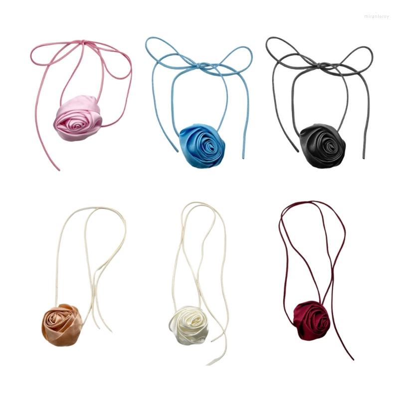 

Choker Handmade Silk Rose Necklace Exaggerated Flowers Necklet Elegant Clavicle Chain