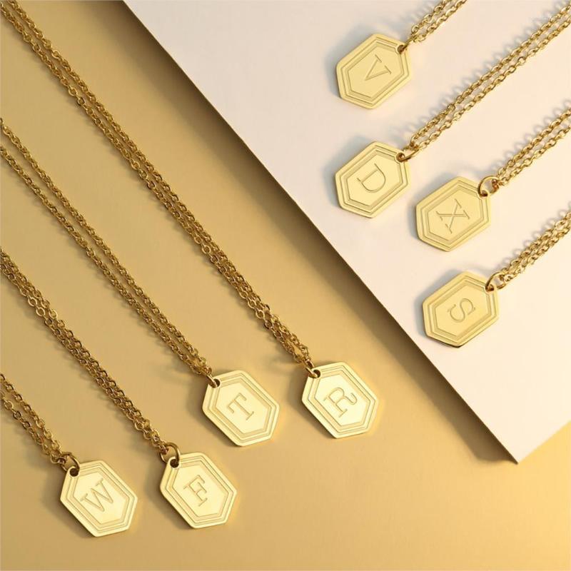

Chains Stainless Steel Letter Necklace For Women 26 Letters Charm Pendant Necklaces Personal Collar Jewelry Gifts 1 Piece