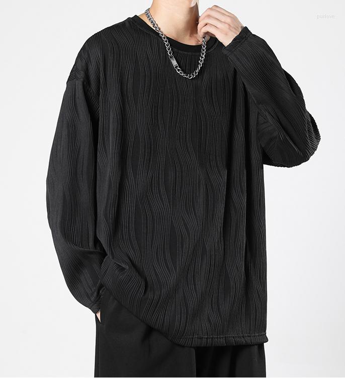 

Men's T Shirts M4286 Long Sleeved T-shirt Men's Autumn Fashion Brand Base Coat Trendy Clothes, Blue