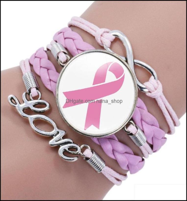 

Charm Bracelets Jewelry New Ribbon Breast Cancer Awareness For Women Faith Hope Cure Believe Bangle Fashion Inspirational Drop Del2809163