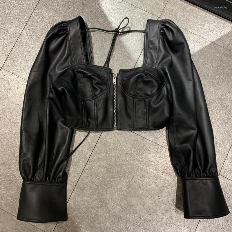 

Women' Leather 2023 Spring Jacket Real TOP, As show