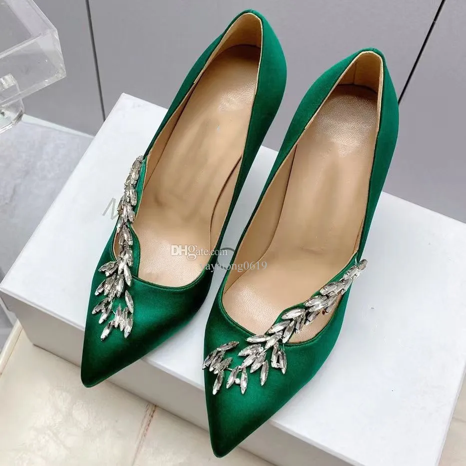 

Luxury brands women Sandals pumps high heels Blahniks silk Stain 105mm Jewel Buckle Pumps Blue black Red 35-42