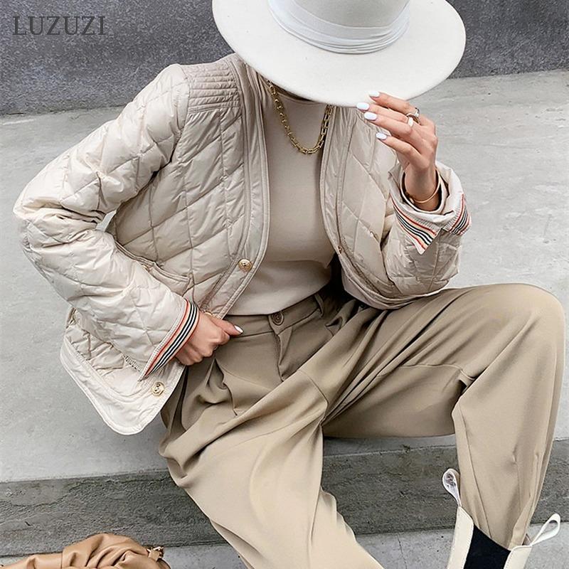 

Parkas LUZUZI 2022 New Ultra Light Women Short White Duck Down Jacket Female Loose Windproof Parkas Fashion Puffer Coat Outwear Autumn, Brown