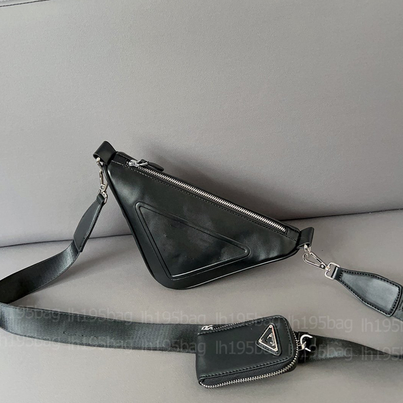 

Two-in-one Triangle Bag Backpack Luxury Designer Man Woman Leather Limited Edition Messenger Bag Wallet Mobile Bags, Black