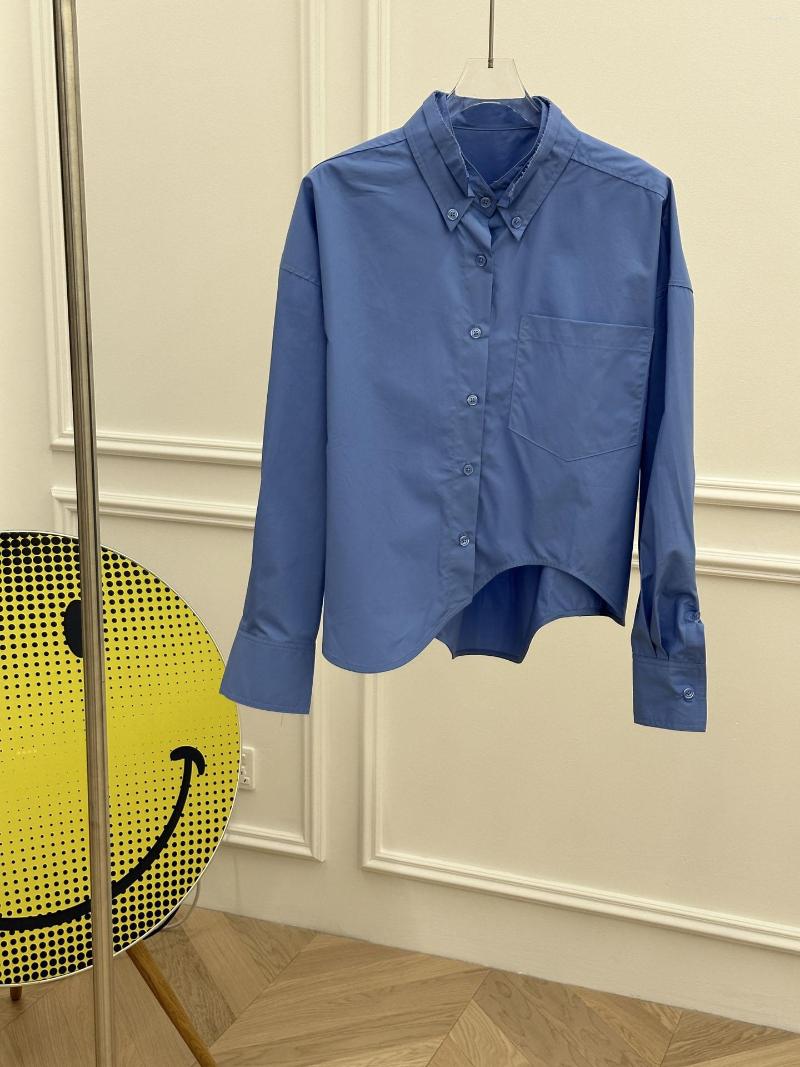 

Women' Blouses Irregular Design Double Collar Shirt Loose Short Version Casual Fashion 2023 Summer Style 0328, Blue