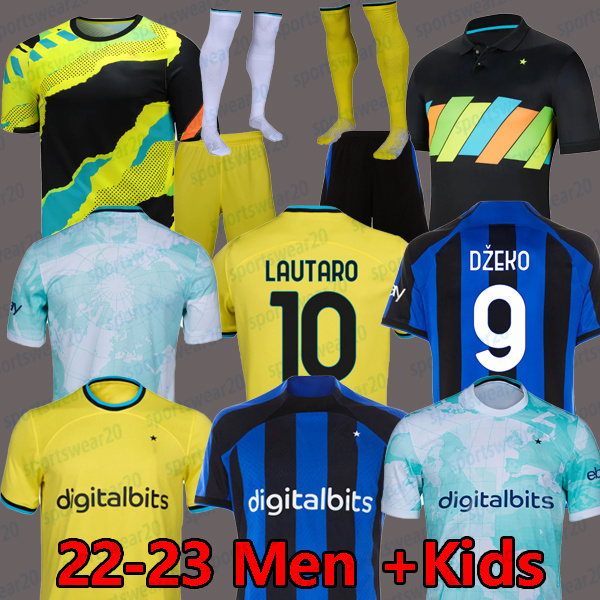 

S-4XL LUKAKU soccer jerseys 22 23 BARELLA VIDAL LAUTARO ERIKSEN INTERS DZEKO CORREA AWAY THIRD MILANS UNIFORMS TOPs football shirt 2023 men kids kit