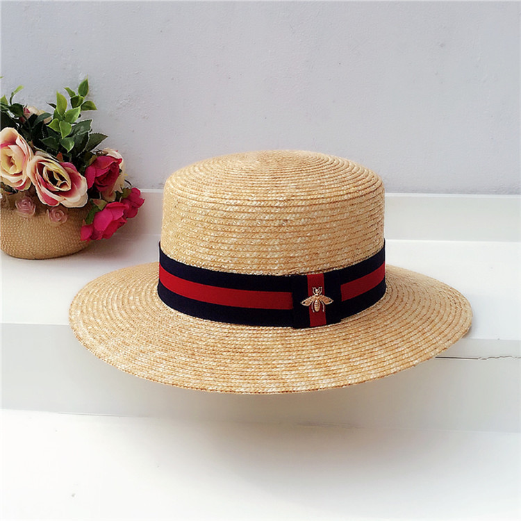 

Simple Wide Brim Thin Hay Braid Flat Top Flat Brim Straw Hat Women's Sun-Proof Style Natural Grass Top Hat Fashion Wholesale, Aspic