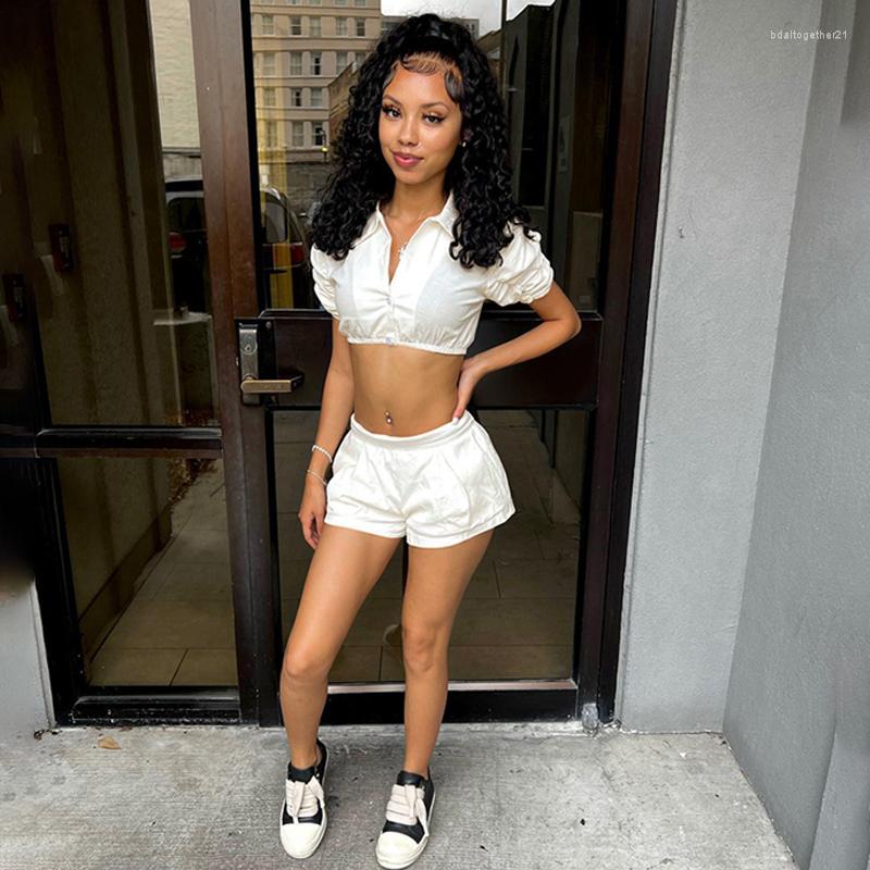 

Women' Tracksuits Women Casual Solid 2pcs Suit Womens Summer 2023 Ruched Short Sleeve V Neck Mini Shirt And Elastic Waist Shorts Matching, Black