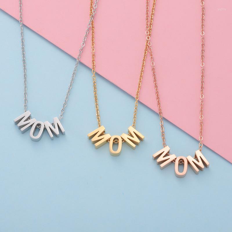 

Chains 316L Stainless Steel 18K MOM Necklace Not Fade Gold Color Women Jewelry 45cm