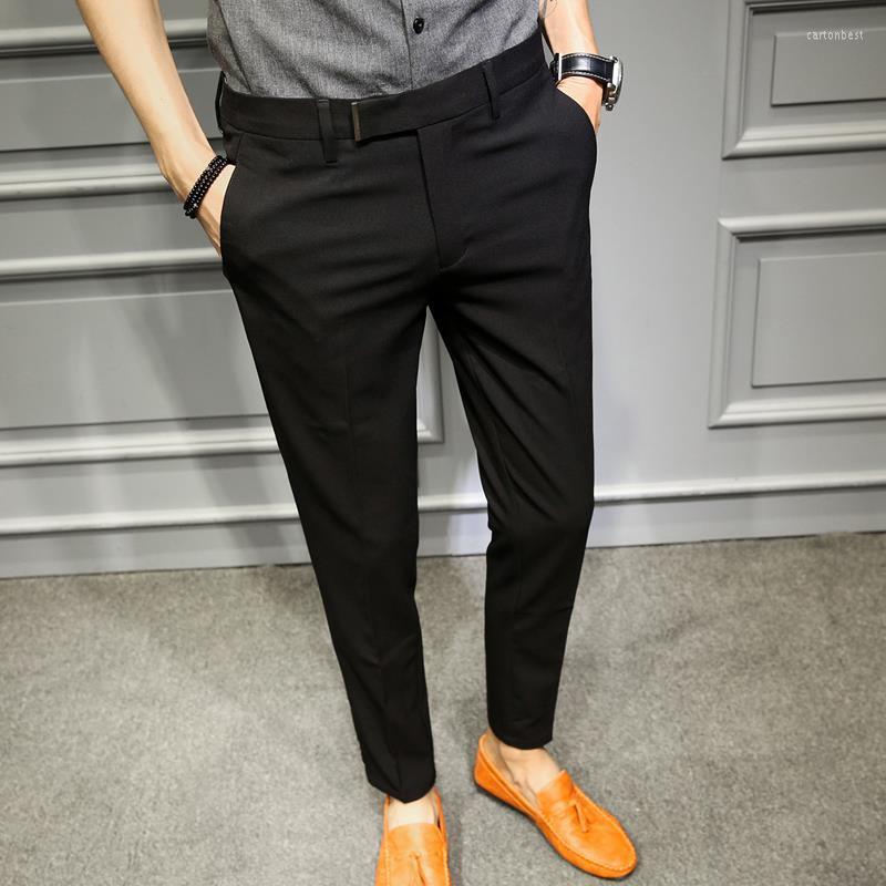 

Men's Suits Summer Fashion Men's Suit Pants Elastic Waist Ankle Length Casual Pant Korean Style Regular Fit Solid Luxury Trousers H216, Zangqing