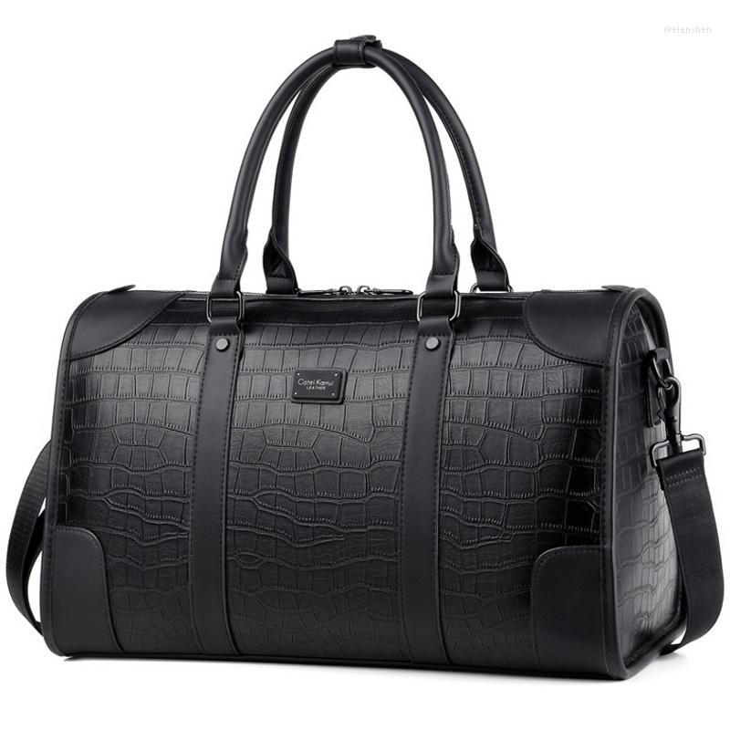 

Duffel Bags 2023 Fashion Men's Alligator Crocodile Pattern Leather Travel Handbags Men Shoulder Bag Messenger Luggage Laptop, Black
