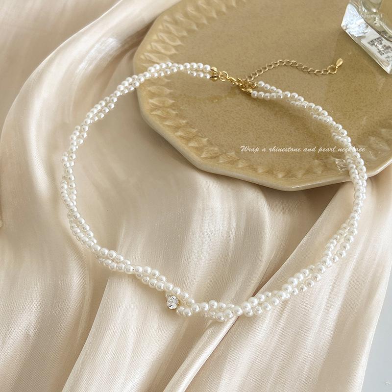 

Link Bracelets Fashion Pearl Necklace Women 2023 Female Of And Design Feeling Collarbone Chain Accessories Gifts