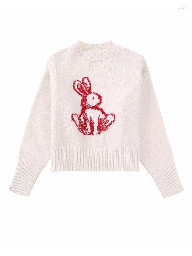 

Women' Sweaters Women Sweater Fashion Animal Pattern Knitted Vintage Round Neck Long Sleeve Female Pullover Outerwear Chic Tops, Beige