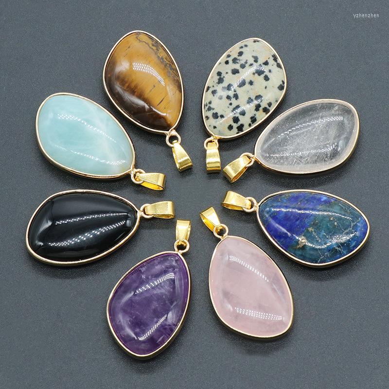 

Pendant Necklaces Fashion Good Quality Natural Stone Amethysts Amazonite Necklace Pendants For Jewelry Making 8pc Charm Accessories