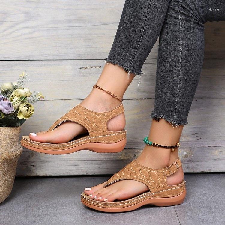 

Sandals Women Clip Toe Wedges Shoes For Summer Sandalias Mujer Beach Casual Heels Platform Flip Flops, Black
