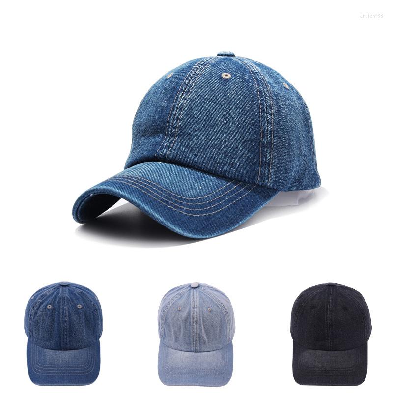 

Ball Caps Cotton Denim Snapback Unisex Baseball Cap Fits Men Women Washed Adjustable Summer Hats For Fashion 2023Dad Hat, Black