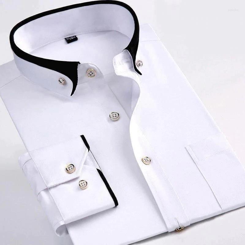 

Men's Casual Shirts Men's Fashion Long Sleeve Solid Oxford Shirt Single Patch Pocket Simple Design Standard-fit Button-down Collar, Red