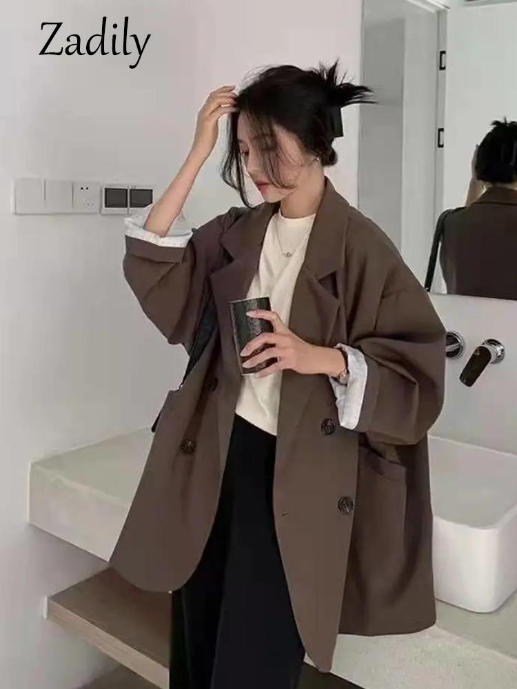 

Pants Zadily 2022 Autumn Casual Long Sleeve Blazer Women Korean Style Oversize Ladies Suit Blazers Work Female Clothing Jacket Coat, Black