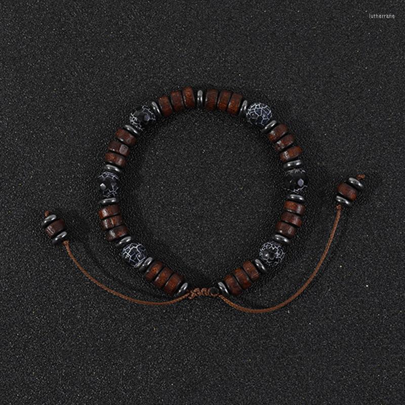 

Strand 2023 Trendy Braided Wooden Beads Bracelet For Men Summer Beach Vintage Spacer Beaded Surfer Jewelry Wholesale XT-02