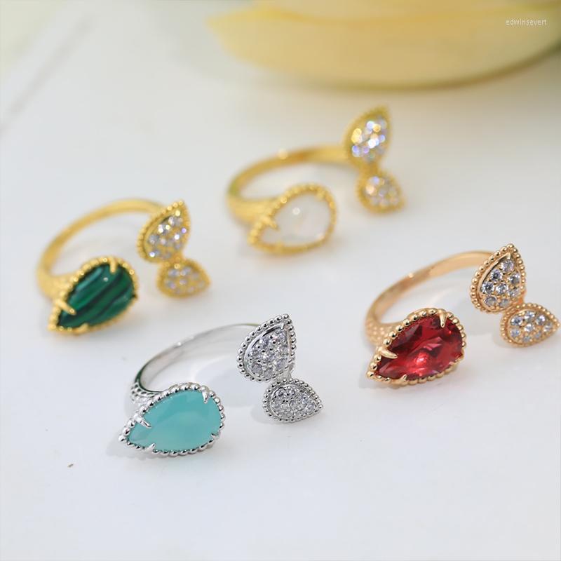 

Cluster Rings High-quality Pure 925 Sterling Silver Luxury Jewelry Women's Colored Stones Beautiful Water Drop Shiny Ring Trend Gift