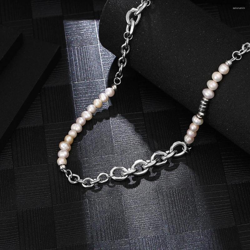 

Chains Stainless Steel Freshwater Pearl Women Delicate Chain Link Necklace Jewelry Fashion Gift For Him