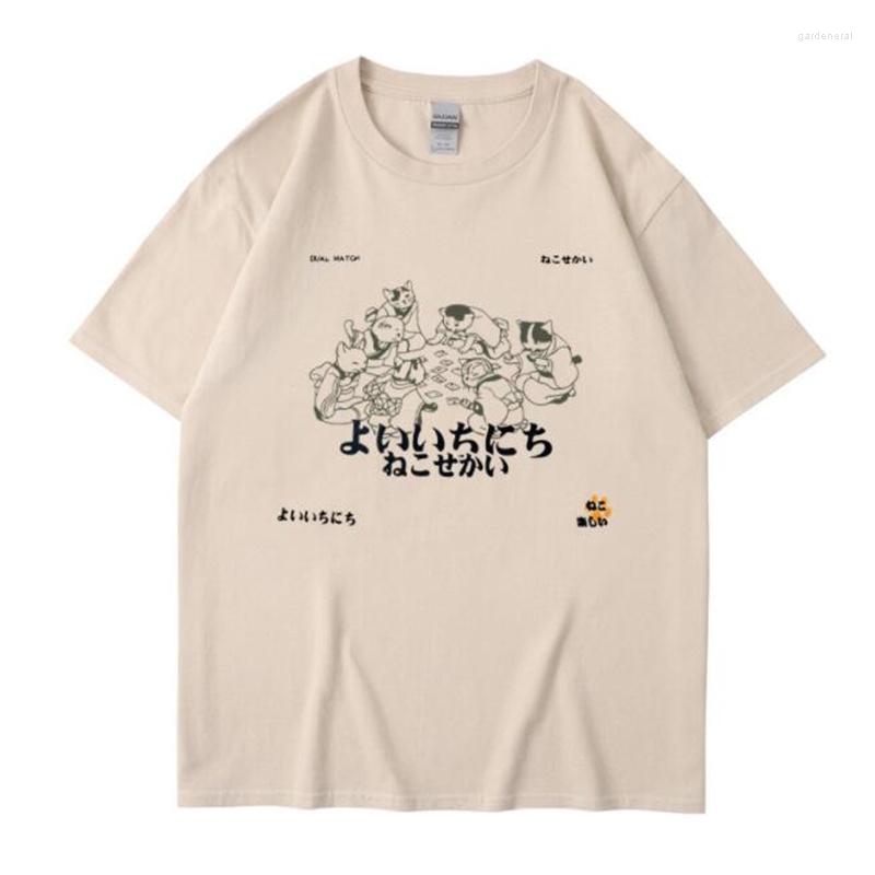 

Men's T Shirts Hip Hop Men Streetwear Shirt Japanese Kanji Animals Print T-Shirt 2023 Harajuku Cotton Casual Summer Short Sleeve Tshirt, White