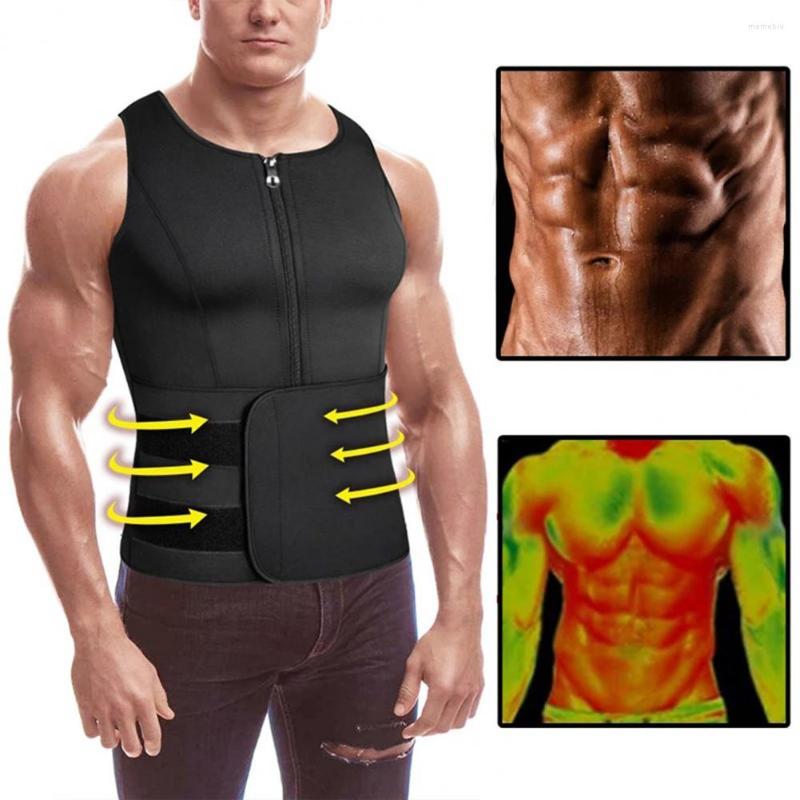 

Men' Tank Tops Effective Perspiration Men Sweat Body Shaper Compression Shirt Belt Fasten Tape Sport Clothes