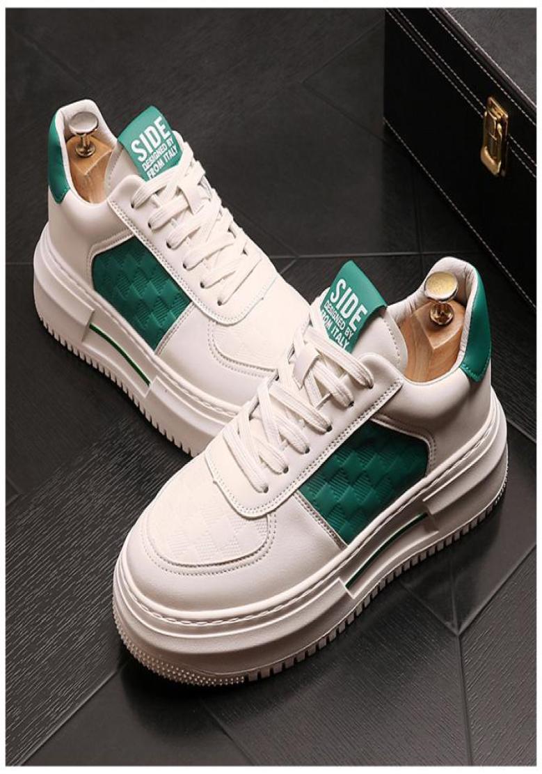 

New Fashion Men Sneakers Casual Shoes Leather Handmade LaceUp Man Shoes Lightweight Mens Loafers Moccasins Adult Footwear Size 388261130, White