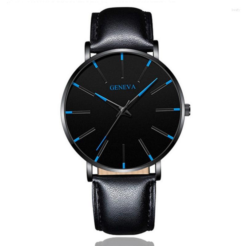 

Wristwatches Fashion Casual Men Watch Leather Belt Women Quartz Clock Relogio Feminino Simple Scale Wristwatc, Brown orange