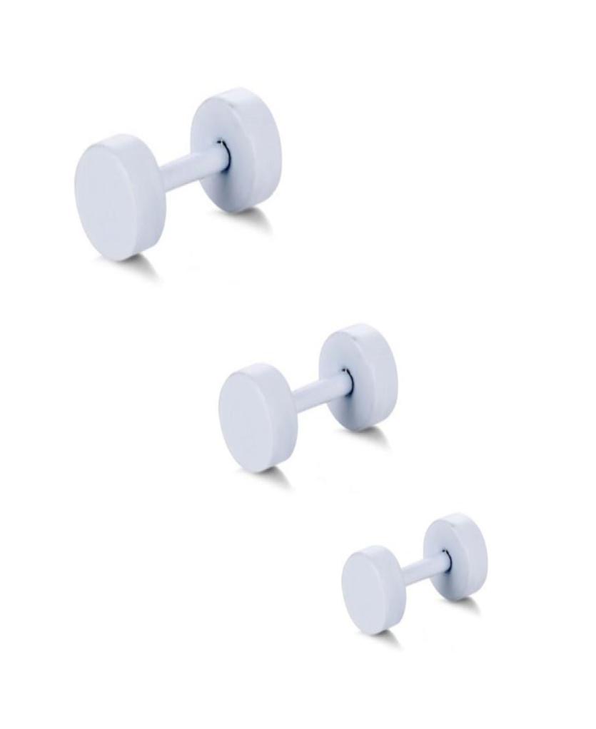 

White Stainless Steel Barbell Earring Paint Spraying Dumbbell Ear Stud Body Piercing Jewelry For Men and Women7295152