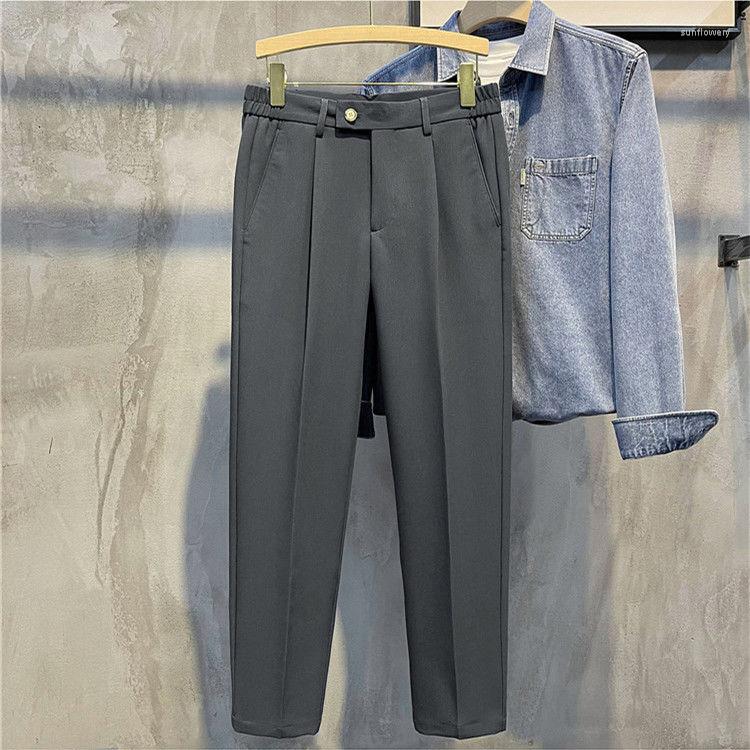 

Men's Suits High Quality Luxury Straight Business Suit Pants Spring Summer Slim Fit Elegant Casual Long Formal Trouser Male Clothing H221, Black