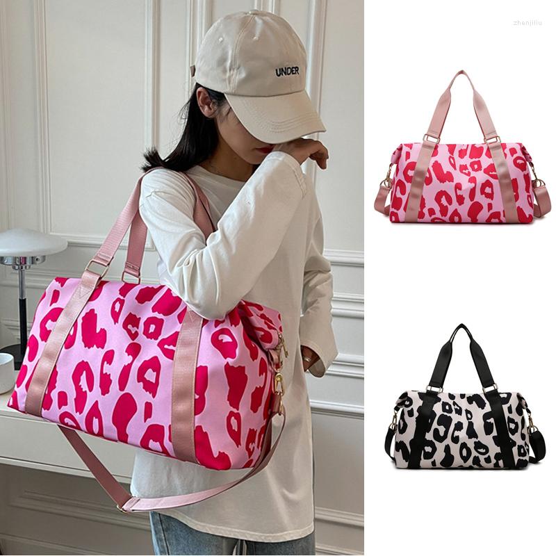 

Outdoor Bags Cow Pattern Gym Fitness Bag Women'S Travel Luggage Female Handbag Dry Wet Duffle Weekender Sports Shoulder Tote, Red
