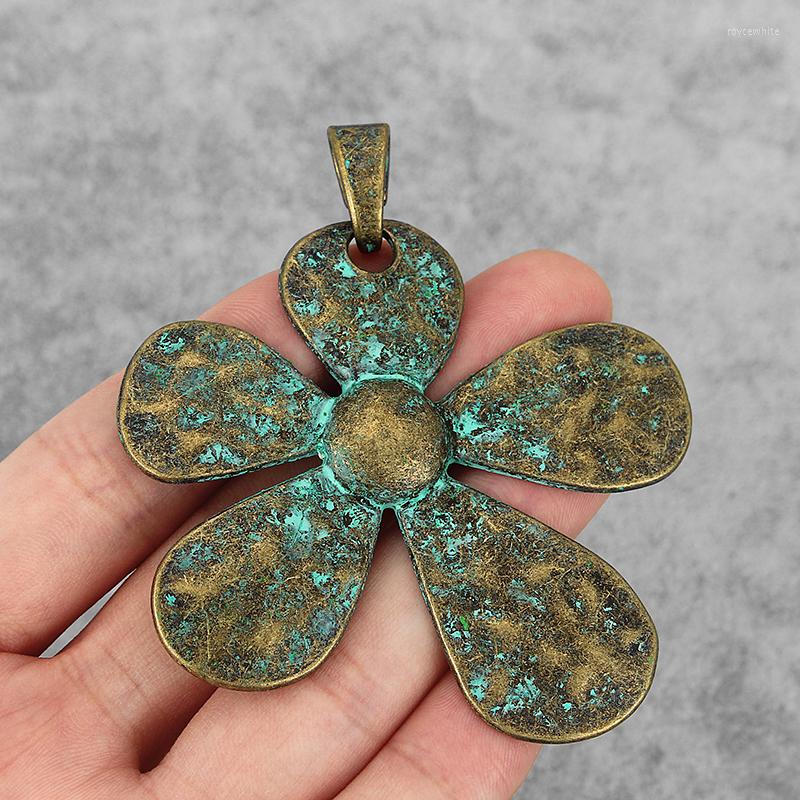 

Pendant Necklaces 2Pcs Tibetan Bronze Verdigris Patina Large Abstract Sun Flower Charms For DIY Necklace Jewelry Making Supplies