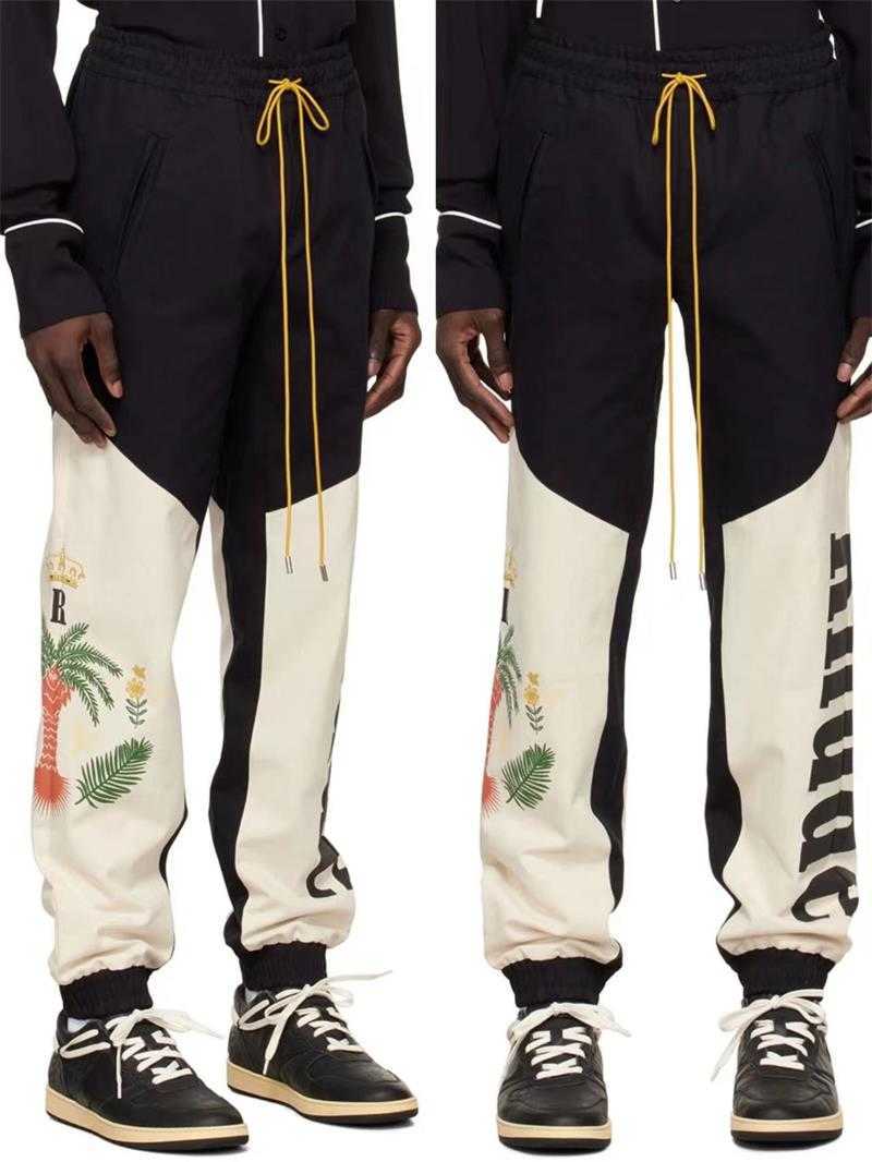 

Designer Clothing Casual Pant RHUDE Coconut Tree Peace Dove Printed Plinth cargo pants men women High Street Fashion casual pants Streetwear Jogger Trousers, Blue