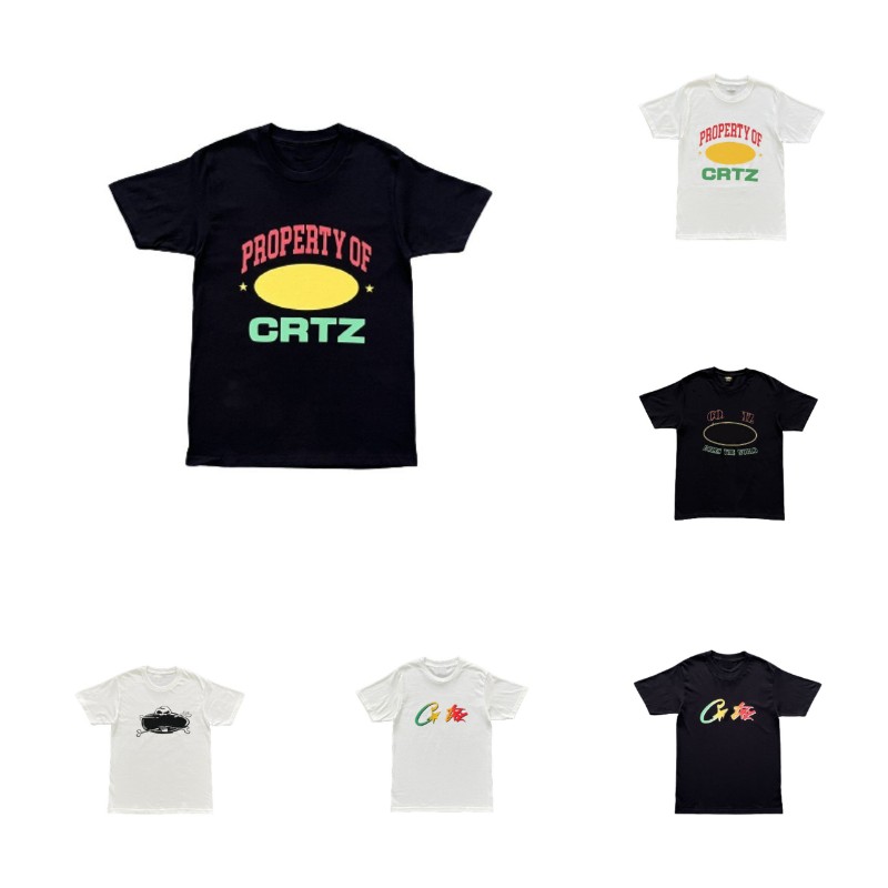 

High quality T shirt cotton short-sleeved fashion men women short T-shirt couple models men and women cotton with corteiz printed short shirt