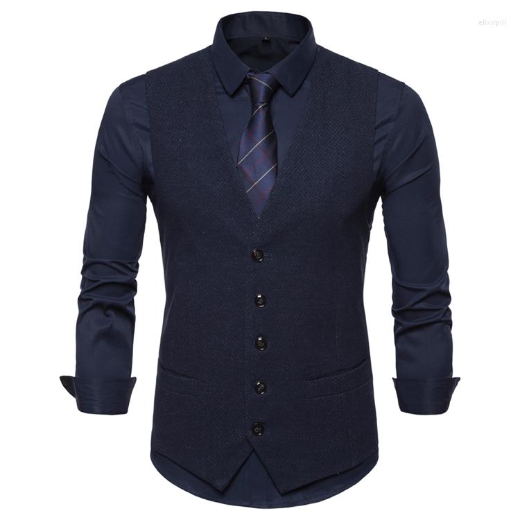 

Men' Vests Eu Size 2023 Spring Autumn Smart Casual V-neck Waistcoat For Men, Black