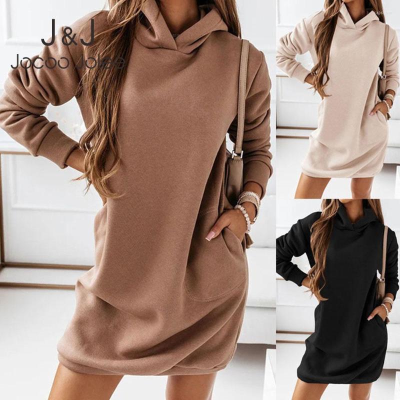 

Casual Dresses Women Hooded Dress Long Sleeve Solid Pockets Loose Hoodies Vintage Harajuku Streetwear Tunic Top, Black