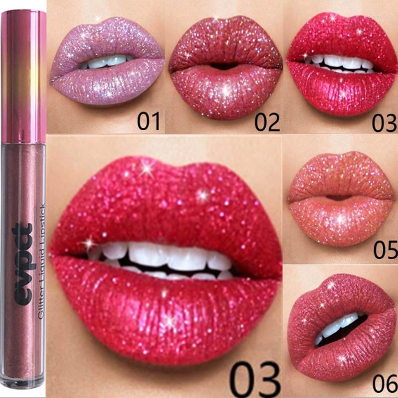 

Lip Gloss 1PC Sexy Shimmer Diamond Glitter Nude Matte Lipstick Velvet Long Lasting Waterproof Metallic Makeup