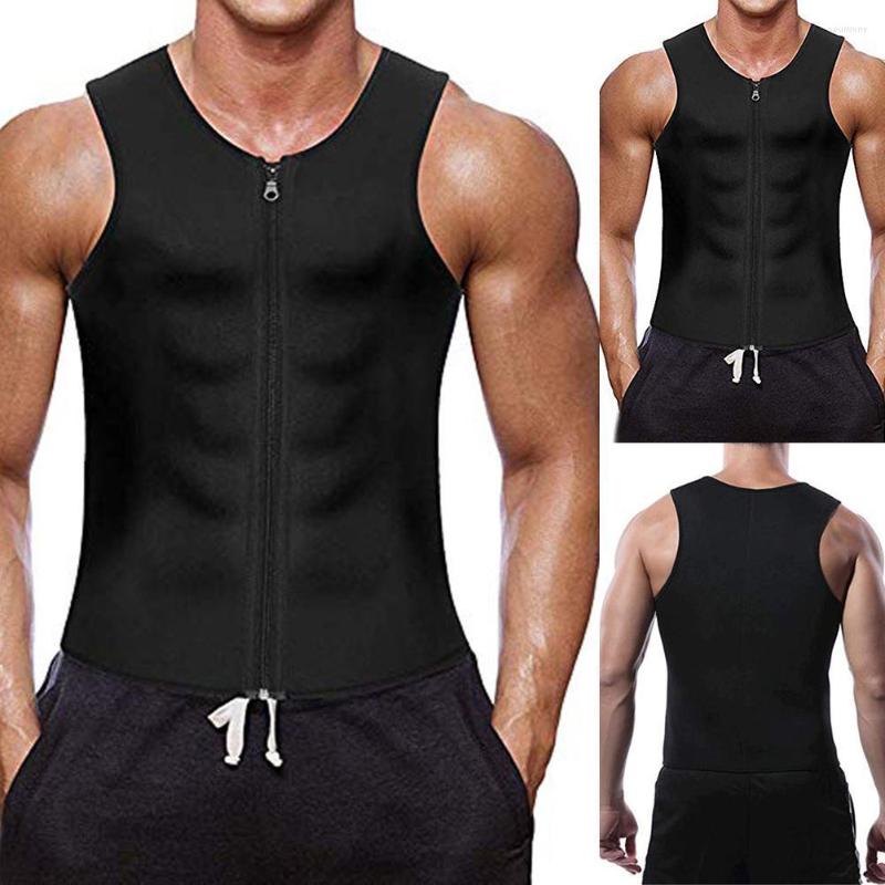 

Men' Tank Tops 80% !!! Men Sports Compression Sweat Vest Body Shaper Zipper Slimming Sauna Top, Black