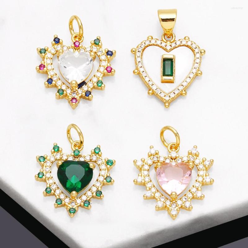 

Pendant Necklaces OCESRIO Rainbow Crystal Heart For Necklace Bracelet Copper Gold Plated Jewelry Making Supplies Wholesale Bulk Pdtb080