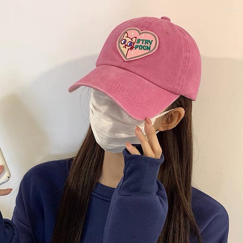 

Ball Caps Pink Love Baseball Hat For Women Valentine's Day Sunbonnet Cute Kitten Adjustable Snapback Cap Soft Top Cotton Girls Sunhat