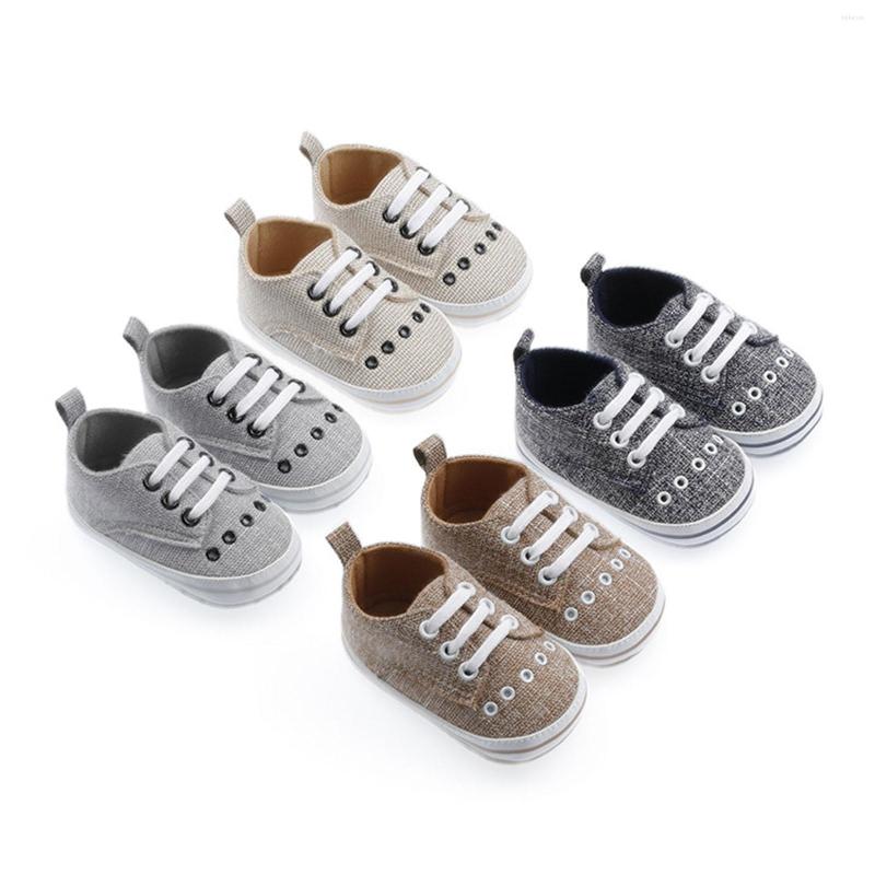 

Athletic Shoes Born Girls Boys Linen Lace-up Breathable Comfortable Multi-occasional Convenient Anti-slip Toddler Crib Casual, Grey 12