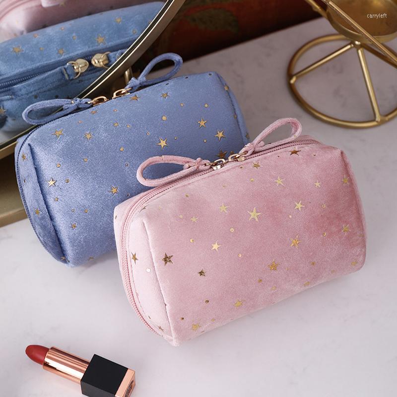 

Cosmetic Bags Bag Girl Velvet Makeup Organizer Soft Lipstick Storage Women Toiletry Beauty Make Up Case Pouch Portable, Blue