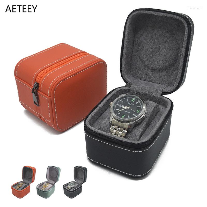 

Watch Boxes High Grade PU Leather Single Storage Box Portable Zipper Organizer Case Mechanical Watches Gift Free Engraving Of Logo